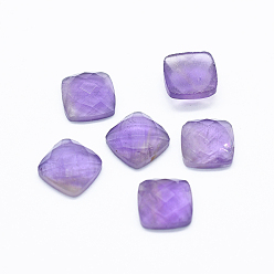 Amethyst Natural Amethyst Cabochons, Faceted, Square, 8x8x3.5~4mm