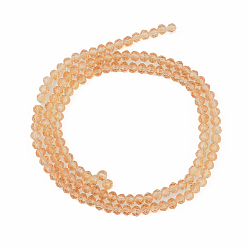 Peru Glass Beads Strands, Faceted, Rondelle, Peru, 3.5x3mm, Hole: 0.4mm, about 123~127pcs/strand, 13.78 inch~14.17 inch(35~36cm)