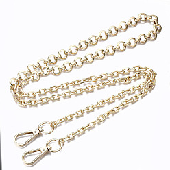 Light Gold Bag Chains Straps, Brass Cable Link Chains and Iron Cable Link Chains, with Alloy Swivel Clasps, for Bag Replacement Accessories, Light Gold, 108x1.2cm