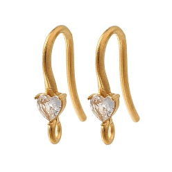 Настоящее золото 18K 304 нержавеющей стали серьги крюков, аксессуары для серег своими руками, реальный 18 k позолоченный, 17x13x3.5 мм, отверстие : 1.6 мм