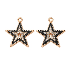 Золотой Подвески из эмали и сплава, со стразами, звезды прелести, золотые, 26.5x24.5x2 мм, отверстие : 1.8 мм