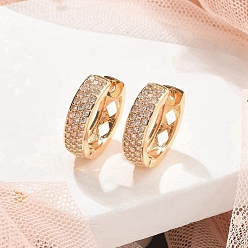 Champagne Gold Серьги-кольца из латуни с прозрачным кубическим цирконием, долговечный, шампанское золото, 19x5 мм