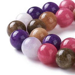 Colorful Natural White Jade Imitation Tourmaline Beads Strands, Round, Dyed, 10mm, Hole: 1mm, about 38pcs/strand, 14.96 inch(38cm)