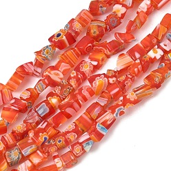 Светло-Вишневый Handmade millefiori lampwork beads strands, самородки, светло-вишневый, 2~7x4~7x3~6 мм, отверстие : 1 мм, 33.86'' (86 см)