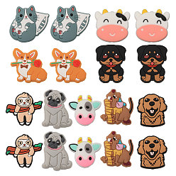 Mixed Shapes 18 шт. 9 стили силиконовые фокусные бусины, мышь/собака/ленивец/корги/корова/кошка, разнообразные, 26.5~31x23~31x7~10 мм, отверстие : 2~3 мм, 2 шт / стиль