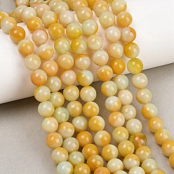 Золотистый Ручной работы бусины прядь, имитация нефрита, круглые, золотые, 7.5~8 мм, отверстие : 1.8 мм, около 49~54 шт / нитка, 14.76~15.16'' (37.5~38.5 см)