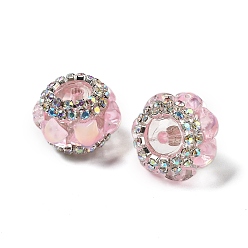 Pink Акриловые бусины-рондели со стразами, со смоляными звездными кабошонами, для ручек с бусинами, брелки, ювелирные изделия и ремесла, розовые, 19.5x14.5 мм, отверстие : 2.5 мм