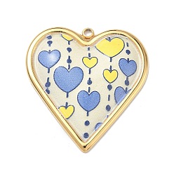 Васильковый 304 нержавеющей стальной эмали подвески, сердце прелести, ионное покрытие (ip), реальный 18 k позолоченный, васильковый, 31x29.5x4 мм, отверстие : 1.8 мм
