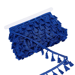 Bleu Ruban de pompon en polyester, pour la décoration textile de la maison, bleu, 1-5/8 pouces (40 mm), 25 verges/ensemble