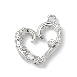 Платина Латунные подвески, сердце прелести, стойки покрытие, без свинца и без кадмия, платина, 14x13x2 мм, отверстие : 1.2 мм
