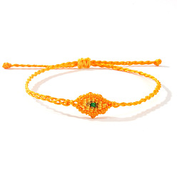 Оранжевый Регулируемые плетеные браслеты из полиэстерового шнура от сглаза для мужчин и женщин, оранжевые, внутренний диаметр: 11 дюйм (28 см)