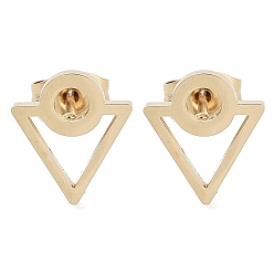 Golden PVD Vacuum Plating 304 Stainless Steel Stud Earrings for Women, Hollow Triangle, Golden, 10.5x9.5mm