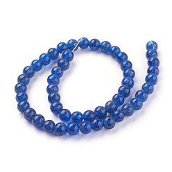 Royal Blue Handmade Gold Sand Lampwork Beads Strands, Round, Royal Blue, 8~8.5mm, Hole: 1.2mm, about 50pcs/strand, 14.96 inch~15.71 inch(38~38.5cm)