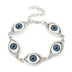 Античное Серебро Женские браслеты со звеньями из сплава глаз и смолы в стиле ретро, античное серебро, 6-3/4 дюйм (17 см)