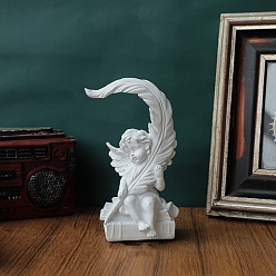 Белый Резная статуя купидона из смолы, украшение для дома, фигурки ангелов крытые наружные садовые украшения, белые, 105x180 мм