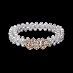 Сердце Сплав кристаллов горного хрусталя и пластиковый искусственный жемчуг бисерные цепочки на талию живот для женщин, белые, золотые, сердце, 600 мм