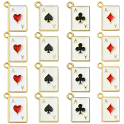 (52) Непрозрачная лаванда 40 шт 4 цвета подвески из цинкового сплава с эмалью, игральная карта, золотые, разноцветные, 17x13.5x1.5 мм, отверстие : 1.5 мм, 10 шт / цвет
