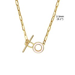 Плоский Круглый Ожерелье нержавеющей стали, с оболочкой, плоско-круглые, 15.75 дюйм (40 см)