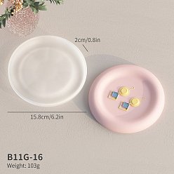 Flat Round Cup Mat Silicone Molds, Resin Casting Coaster Molds, For UV Resin, Epoxy Resin Craft Making, White, Flat Round, 158x20mm