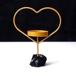 Сердце Металлические подсвечники, с натуральными обисидиановыми подвалами, сердце, 170x70 мм