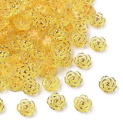 Желтый Пластиковые шарики, цветок, золотой металл обвитыми, желтые, 18.5x7 мм, отверстие : 1.6 мм, Около 511 шт / 500 г