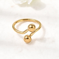 Настоящее золото 18K 304 открытые манжеты из нержавеющей стали для женщин, ионное покрытие (ip), круглые, реальный 18 k позолоченный, внутренний диаметр: 17.8 мм