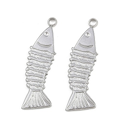 Нержавеющая Сталь Цвет 304 подвески из нержавеющей стали, очарование рыбы, анти-тускнение, цвет нержавеющей стали, 27x8x1.5 мм, отверстие : 1.8 мм