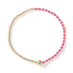 Темно-Розовый Браслеты из стеклянных бусин и бусин CCB, составные браслеты для женщин, темно-розовыми, 7-7/8 дюйм (20 см), внутренний диаметр: 6-1/2 дюйм (16.5 см)