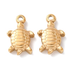 Настоящее золото 18K 304 подвески из нержавеющей стали, ионное покрытие (ip), прелести морской черепахи, реальный 18 k позолоченный, 17x11x4 мм, отверстие : 1.6 мм