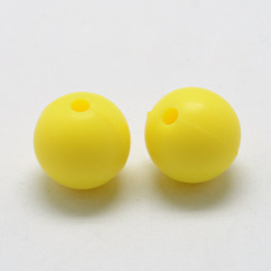 Yellow Food Grade Eco-Friendly Silicone Beads, Round, Yellow, 12mm, Hole: 2mm