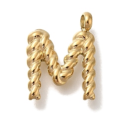 Letter M Вакуумное покрытие pvd 304 подвески из нержавеющей стали, реальный 18 k позолоченный, буквенное очарование, Буква М, 13.5x10x3 мм, отверстие : 1.8 мм