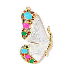 Разноцветный 304 эмаль нержавеющей стали большие кулоны, бабочки прелести, со стразами, ионное покрытие (ip), реальный 18 k позолоченный, красочный, 62x33 мм