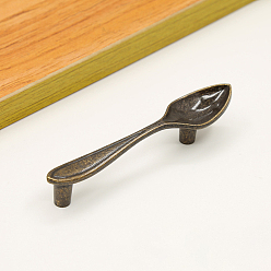 Античная Бронза Дверные ручки шкафа из цинкового сплава, кухонный ящик тянет ручки шкафа, форма ложки, античная бронза, 112x23x21 мм