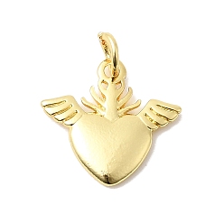 Золотой Латунные подвески, чары священного сердца, долговечный, без кадмия и без свинца, с целью перехода в кольце, золотые, 14.5x15.5x2 мм, отверстие : 3 мм