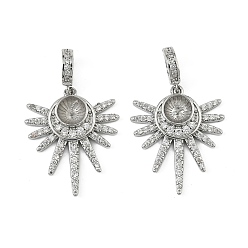 Платинированный Латунь микропаве из кубического циркония, луна, за половину пробурено бисера, Реальная платина, 28.5 мм, штифты : 0.5 мм