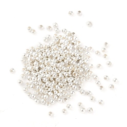 Посеребрённый Латунные бусины, круглые, 925 серебро покрытием, 2x2 мм, отверстие : 0.8 мм