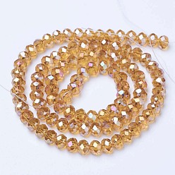 Peru Electroplate Glass Beads Strands, AB Color Plated, Faceted, Rondelle, Peru, 3.5x3mm, Hole: 0.4mm, about 123~127pcs/strand, 13.7~14.1 inch(35~36cm)