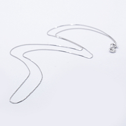 Платина Антикоррозийное родиевое покрытие 925 ожерелья из стерлингового серебра с цепочкой-коробкой, с застежками пружинного кольца, с печатью 925, платина, 18 дюйм (45 см), 0.6 мм