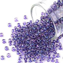 (181) Inside Color AB Crystal/Purple Lined Тохо 8/0 круглые бусины, японский бисер, (181) внутри кристалл цвета ab / фиолетовая подкладка, 8/0, 3 мм, отверстие : 1 мм, Около 222 шт / 10 г