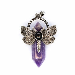 Аметист Подвески из натурального аметиста , пуля с крылом, 25x16x7 мм