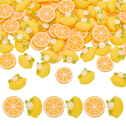 (52) Непрозрачная лаванда 100 шт 2 стили кабошоны из непрозрачной смолы, лимон, разноцветные, 18.5~20x3~6 мм, 50 шт / стиль