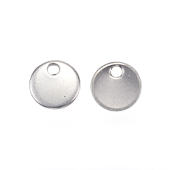 Stainless Steel Color 304 Stainless Steel Charms, Flat Round, Stamping Blank Tag, Stainless Steel Color, 6x0.8mm, Hole: 1mm