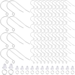 Нержавеющая Сталь Цвет 300 шт. 304 крючки для серег из нержавеющей стали, проволока для ушей с петлями, с 300 открытыми соединительными кольцами, 300 гайки ушные пластиковые, цвет нержавеющей стали, 21 датчик, 27.5x16.5x0.8 мм, отверстие : 1.8 мм, штифты : 0.7 мм