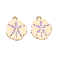 Фиолетовый Подвески из эмали и сплава, , стойки покрытие, золотые, фиолетовые, 16x13x1.2 мм, отверстие : 1.6 мм