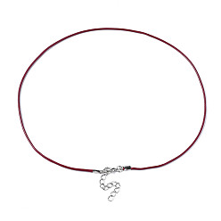 Coconut Brown Waxed Cotton Cord Necklace Making, with Alloy Lobster Claw Clasps and Iron End Chains, Platinum, Coconut Brown, 17.12 inch(43.5cm), 1.5mm