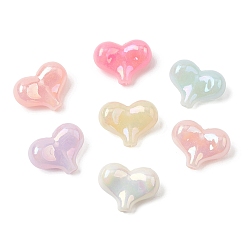 (52) Непрозрачная лаванда Непрозрачные акриловые бусины с УФ-покрытием, сердце, с покрытием AB цвета, разноцветные, 16x21x9.5 мм, отверстие : 2 мм, Около 380 шт / 500 г
