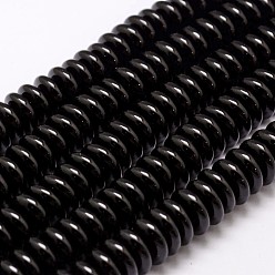 Noir Naturelles agate perles brins, teint, rondelle, noir, 10.5~11x4mm, Trou: 1mm, Environ 100 pcs/chapelet, 14 pouce
