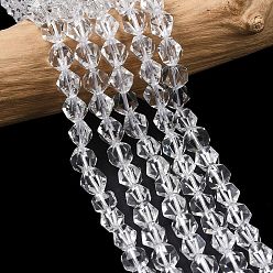 Хрусталь Синтетический кристалл кварца бусины нити, звезды вырезать круглые бусы, граненые, 5~6x5~6x5~6 мм, отверстие : 1~1.2 мм, около 64~68 шт / нитка, 14.80''~15.04'' (37.6~38.2 см)