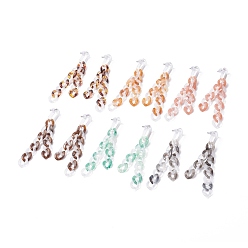 Mixed Color Acrylic Curb Chain Tassel Dangle Stud Earrings for Women, Mixed Color, 78x11x3mm, Pin: 0.7mm