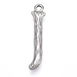 Letter J 304 подвески из нержавеющей стали, письмо амулеты, буква J, 27x6x3 мм, отверстие : 1.6 мм